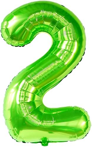 Katchon, Ballon Green Nogle 2 Ballon - 40 אינץ '| מספר בלון ירוק 2 לקישוטי יום הולדת שני לבנים | שני בלונים ירוקים לקישוטי יום הולדת שנייה לילדה, קישוטים של יום פטריק של סנט פטריק